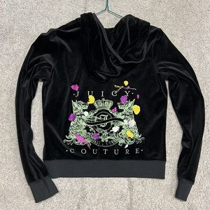 Juicy couture zip up hoodie black velour